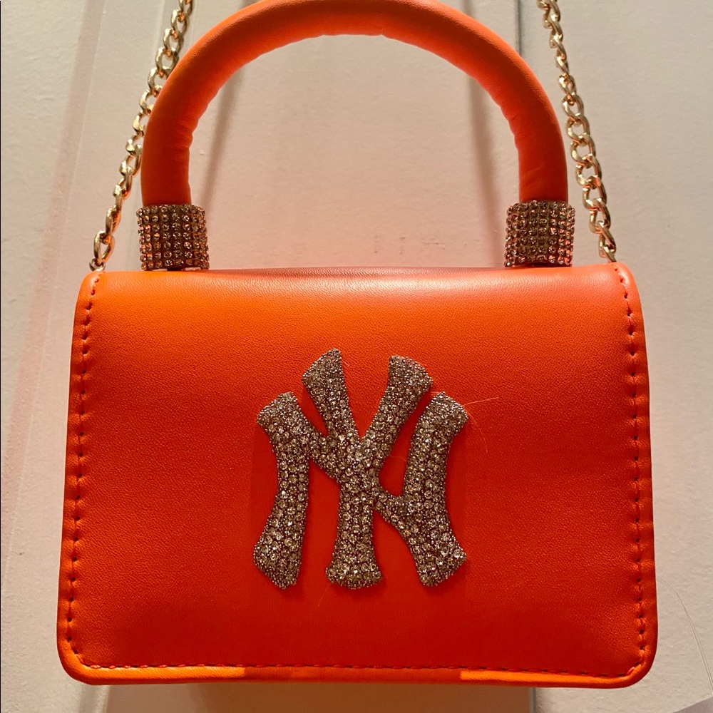 Neon Orange diamond NY logo Mini Purse